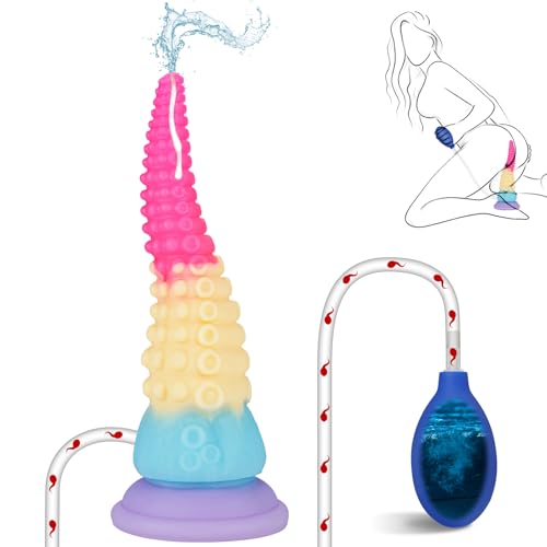Squirting Tentacle Dildo Sex Toys - Fantasy Monster Dragon Dildo with Strong Suction Cup, Liquid Silicone Anal Stretcher Butt Plug, Colorful Realistic