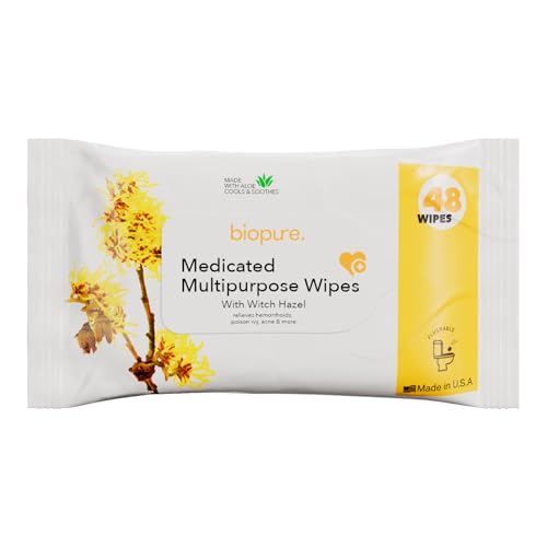 BIOPURE Witch Hazel Wipes - Astringent Hemorrhoid...