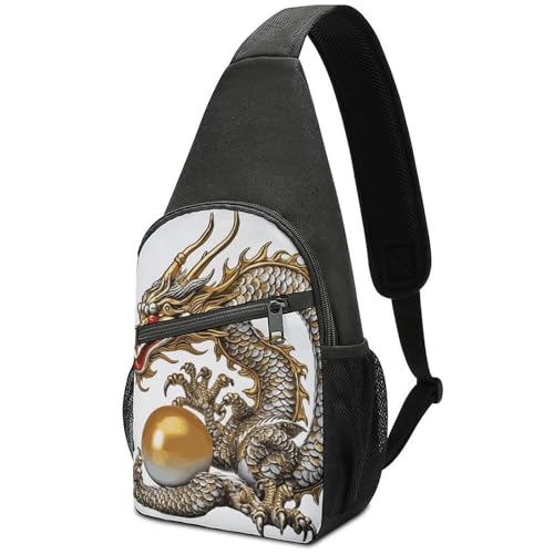 Bolso Sling para Hombre y Mujer con Diseño Dragón Chino miniatura 1