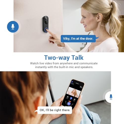 1080P Battery WiFi Video Doorbell Camera Wireless with Color Night Vision - image 3