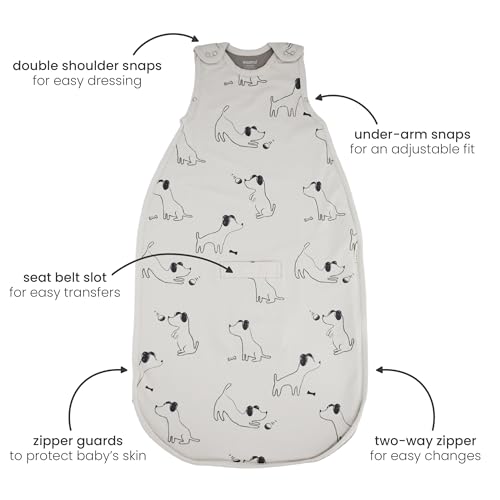 Image of Woolino Toddler Sleeping Sack, 4 Season Merino Wool and Organic Cotton Baby Sleep Bag, 2-4 Years, Puppy
