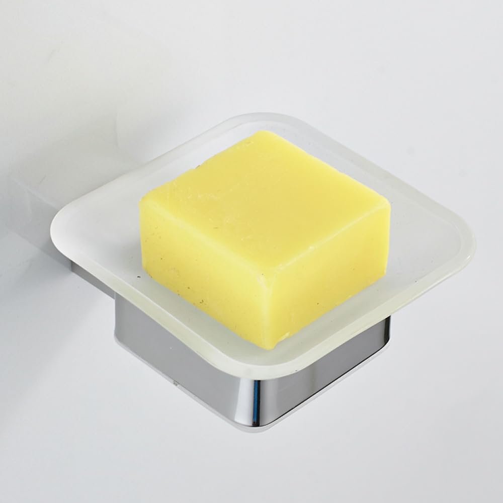 Juego de Accesorios para baño, toallero Cromado, Barra, Gancho para Bata, Estante, Soporte para Papel de Seda, Soporte para Cepillo de Dientes, Accesorios de baño, jabonera de Vidrio, Talla única