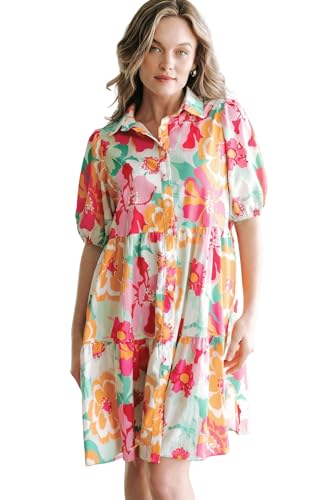Bollyclues Women's Floral Tiered Mini Dress