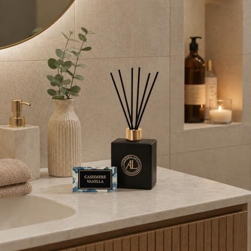 Black Reed Diffusers for Home | Premium Fragrance Diffuser | Reed Diffuser Sticks in Oil Set with Cashmere Vanilla Scent | Smell Good Stuff | Long-Lasting Oil for Bathroom & Office (5 oz) - Image 4