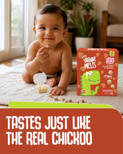 Image of Rorosaur Baby Snacks - Chickoo Melts with Yogurt & Fruit & Veggie for 8+ Months | Finger Food for Toddlers | No Sugar, No Preservatives, No Binders | 4-Pack (5g Each)
