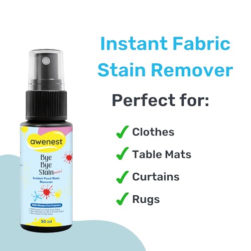 Image of awenest Instant Fabric Stain Remover Spray | Bye Bye Food Stain | Removes 50+ Stains | Toxin-Free | Eco-friendly & Plant-Based | 90ml (Pack of 3) - Perfect for Clothes, Sofas, Car Seats and more