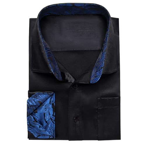 Chemise formelle en satin uni pour homme avec col patchwork chic - 5