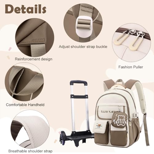 Image of PALAY School Backpack with Wheels for Boys and Girls,Children's Backpacks Primary School Bags with Wheels Backpack for Girls Lightweight