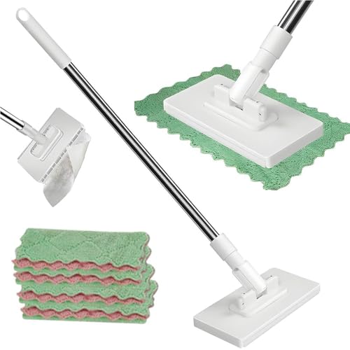 2026 Upgraded Snap Grip Mini Mop, Zero Touch Cloth Changing Mop with Automatic Push Pull Handle,360 Rotating Lazy Mops Wet Dry for Whole House Cleaning,Retractable Gap Dust Cleaner Flat Mops(5 Cloths)