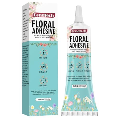 Floral Glue Clear Floral Adhesive for Fresh Flowers Corsages Boutonnieres Wristlets Fabric and Wedding Craft Supplies Waterproof Fast Drying (50 ML)