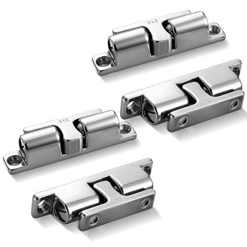 Frienda 4 Pack Marine Grade 316 Stainless Steel Cabinet Tension Catch 70 mm Double Ball Tension Roller Catch Latch for Ship Hardware, Deck Installation, Cabinet, Closet & Furniture Door (Silver)