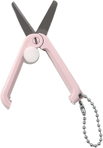 Morandi Mini tijeras portátiles con llavero plegable de bolsillo tijeras de viaje para cortar, álbumes de recortes, manualidades, costura (rosa)