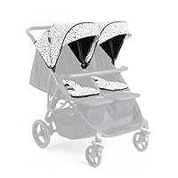 Roma Gemini Double Stroller Colour Pack- Dalmatian -Compact Side by Side for Newborns, 69cm Wide, 22kg Per Seat, Magnetic Harness, Easy Set Up, Puncture Proof Wheels, 102cm Handle, Rain Cover Included