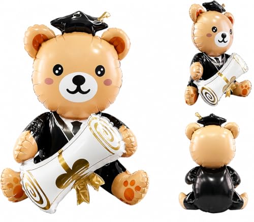 Graduation Bear 3D Balloon Celebration Large Teddy for him her Surprise Gift Idea First Day Welcome Back to School Class 2026 University College Boys Girls Women Men Present