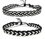 ミサンガ ２本セット 足首 手首 【紐：ブラック・ホワイト・ブラック】【紐：ブラック・ブラック・ホワイト】