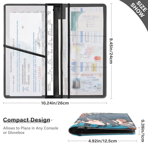 Car Registration and Insurance Holders Samurai with Skull Print, PU Leather for License Documents Cards3