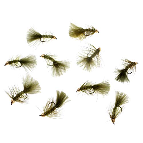 U/ D 4.5cm Simulation Bead Head Nymph Flies Olive Woolly Buggers Wet Flies 10pcs