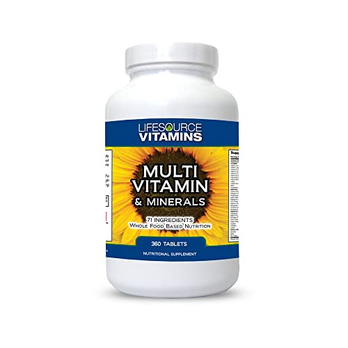 LifeSource Vitamins LifeSourceVitamins Whole Food Multivitamin & Minerals with 71 All Natural Ingredients, Probiotics, Digestive Enzymes, Chelated Minerals and Non-GMO, 360 Tablets