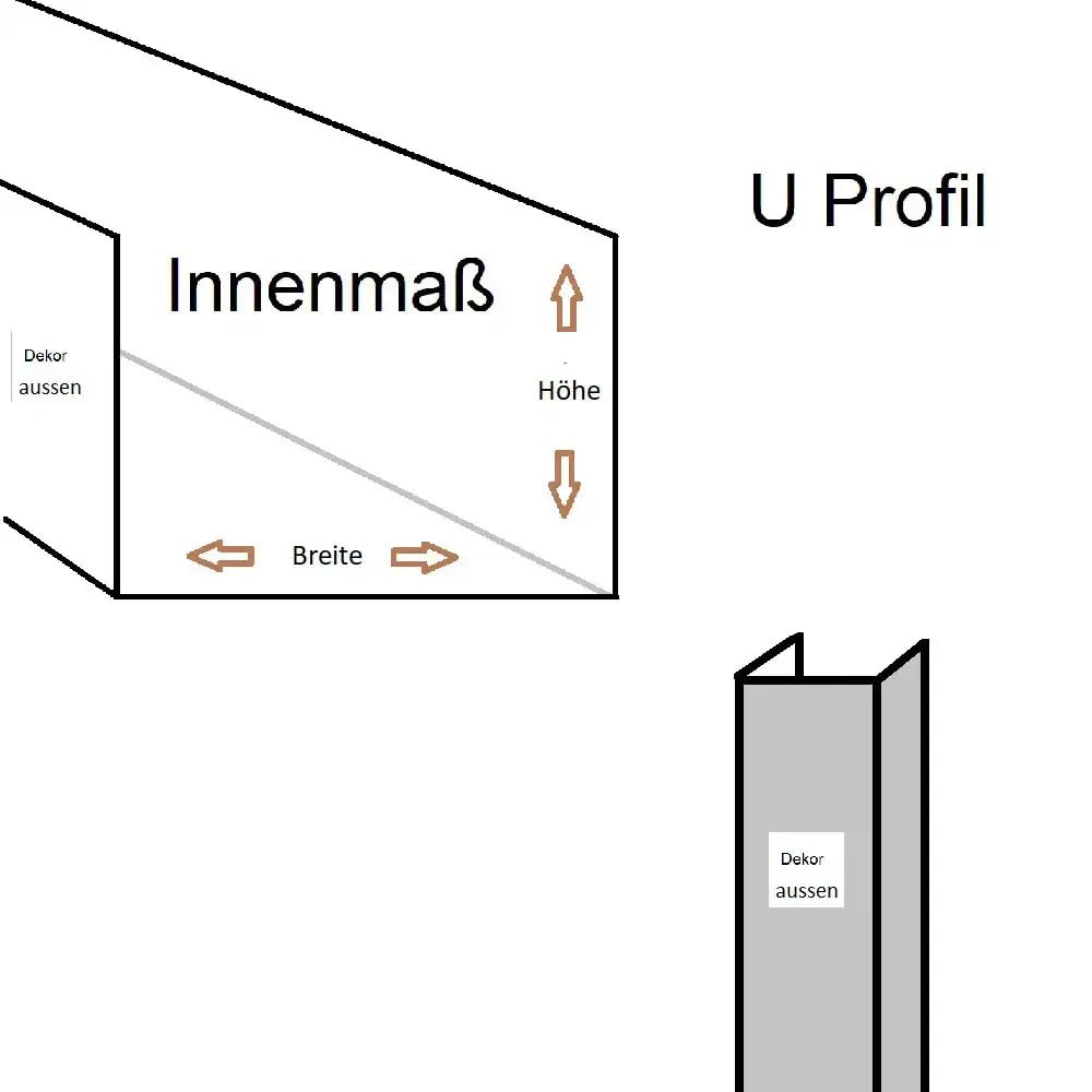 Profile-Metall U-Profil Alu 1,5 mm RAL 9005 Schwarz 25 mm Mauerabdeckung, Länge: 1500 mm, 25x245x25 mm