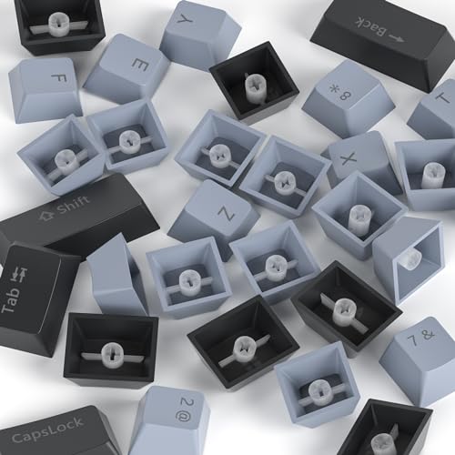 Image of Guffercty kred 61-Keys PBT 60% Keycaps 60 Percent Shine-Through OEM Profile Keycaps Backlit US Layout for 60% Mechanical Keyboard (61 Grey Black)