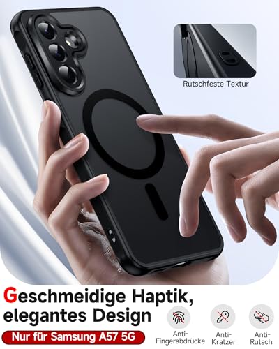 LeYi für Samsung Galaxy A57 5G Hülle für Magsafe mit 2X Panzerglas-Schwarz – Ansicht 3