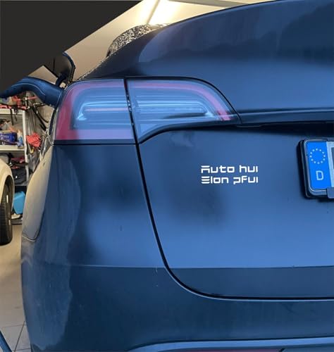 Auto hui - Elon pfui - Tesla Vinylcut Sticker Aufkleber 12x4 cm Farbe nach Wunsch (schwarz matt)