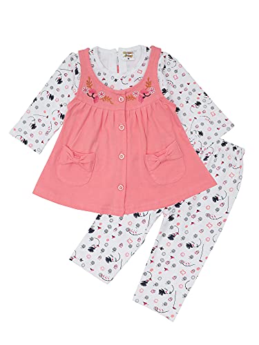 NammaBaby Premium Baby Girls Full Sleeves Frock with Pant Baby Girl’s Cotton Frock with Leggings, Frill Frock – Pack of 1