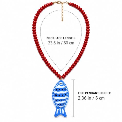Collier poisson acrylique léger et résistant avec perles colorées de plage - 6