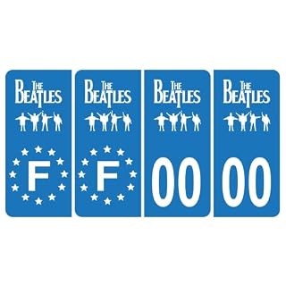 HADEXIA Pack 2 Paires Autocollant Stickers Plaque d’immatriculation Premium The Beatles – Numéro Personnalisé - Les Beatles, Paul McCartney, John Lennon, RIngo Starr, George Harrison