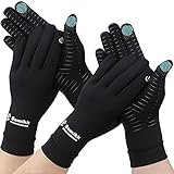2 Pairs Copper Compression Full Finger Arthritis Gloves ,Copper Glove with Touch Screen Fingers for Everyday Support, Carpal Tunnel, Typing, Fit for Men & Women (Medium)