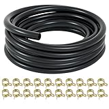 5 mm Tuyau de Carburant Kit 2,4 Mètres, Tuyau D'essence Noir avec 20 Colliers de Serrage, Conduite D'essence pour Tondeuses à Gazon Générateurs Tracteurs Voitures et Petits Moteurs