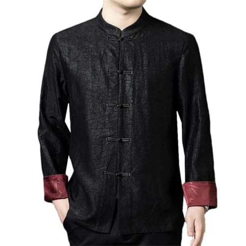 Chemise en satin brillant pour homme JXQXHCFS à manches longues et col boutonné pour le printemps