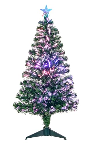 4FT Fiber Optic Green Christmas Tree Artificial Tree with Stand,Pre-lit Full Xmas Tree with Top Star Perfect for Indoor Holiday Decoration