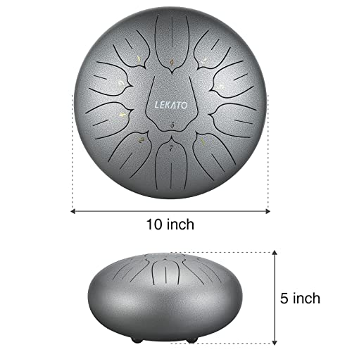 image for LEKATO Steel Tongue Drum 10 Inch 11 Notes, D Major Hanpan Drum Percuss