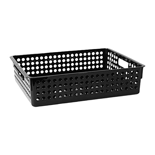 Bydezcon Plastic Storage Basket File Tray Tabletop A4 Document Magazine Organizer with Handles for Home Office Pantry