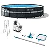 Intex ultra xtr frame 18 x 52 above ground swimming pool with sand filter pump ladder cover maintenance accessory kit with vacuum and skimmer  urban country home decor