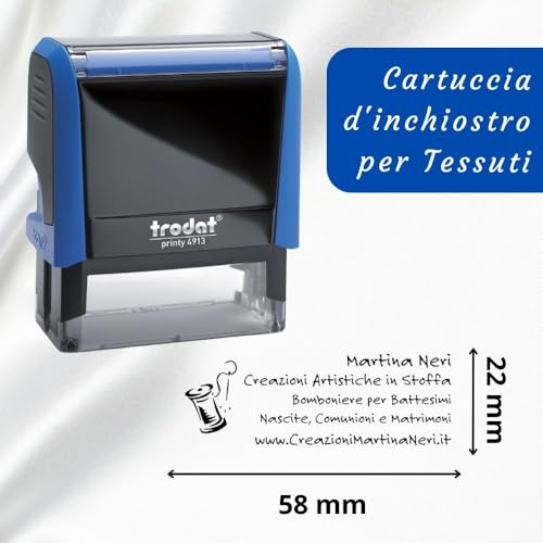 Timbro per Tessuti Printy 4913-5, 58x22 mm, Inchiostro Indelebile
