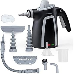 Vaporeta Para Cristales Y Persianas Mellerware Limpiador a Vapor de Mano Fush! | Vaporeta de Limpieza Hogar 1050W | Limpiador portátil Multiuso | Tanque 380mL | 9 Accesorios para Hogar, Baño, Cocina, Alfombra exterior (Black)