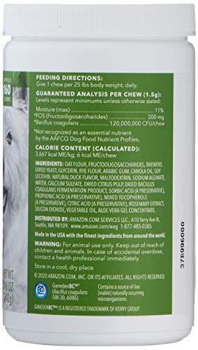 Image of Amazon Brand - Wag Probiotic Supplement Chews for Dogs, Supports Digestive Health and Gut Flora, Natural Duck Flavor, 160 Count, Pack of 1