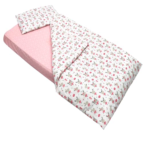 Lovely Hippo Lenzuola 80 x 160 cm con angoli + Copripiumino 120x170 cm + Federa per Cuscino per bambini (Ballerino Rosa, Letto 80x160cm - Set 3 pezzi)