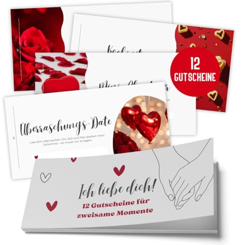 Things of Happiness Gutscheinheft für Paare – 12 romantische Gutscheine für gemeinsame Erlebnisse – Geschenkidee für Frau & Mann – Liebes-Coupons für Dates, Freizeit & Zweisamkeit – Valentinstag