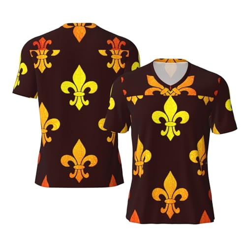 Stylish Athletic Sports Jersey Fleur-De-Lis-Mardi-Gras Men's Rugby Jersey Large Black