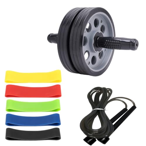 Image of Instafit AB Roller Wheel for Men and Women for Abdominal Exercise Core Workouts with Knee Mat (Multicolor) (Black Grey)