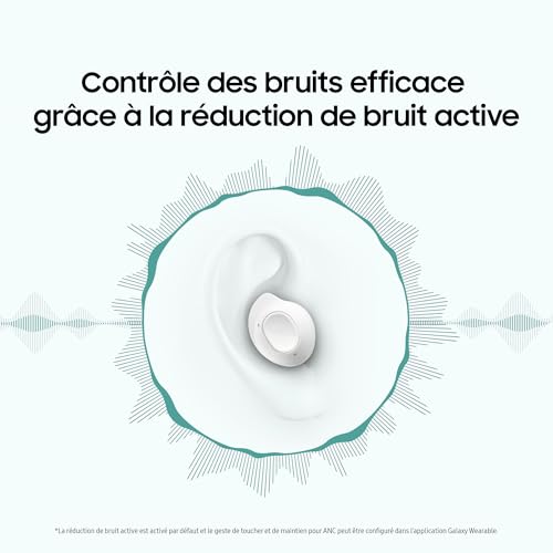 Samsung Galaxy Buds FE Écouteurs sans Fil, Réduction Active du Bruit, Ajustement Confortable, 3 Micros, Commande Tactile, Basses Profondes, Graphite, Version FR