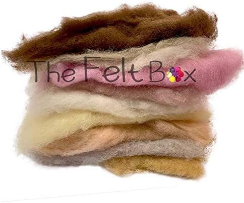 Carded Wool For Felting, Needle Felting Wool Shade Pack by The Felt Box, 100 grams 3.5 Oz (Skin)