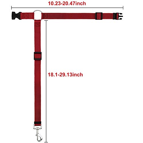 HONZUEN Universal Hundegurt fürs Auto Kopfstütze, 2 Verstellbar Multifunktions Sicherheitsgurt Hund Anschnallgurt Auto Hundesicherheitsgurt mit Karabiner für Alle Hunderassen Katzen& Autotypen (Rot)