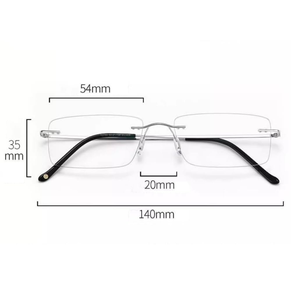 Gafas de Lectura Sin Montura Corte de diamante Gafas Rectángulo Multifocales Gafas de lectura Hombre Gafas de computadora HD Lentes