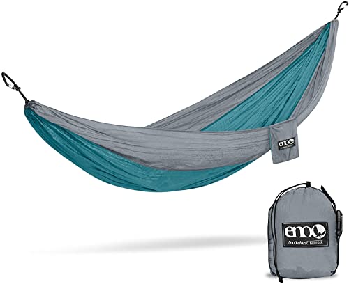 ENO, Eagles Nest Outfitters DoubleNest Lightweight Camping Hammock, 1 to 2 Person, Seafoam/Grey
