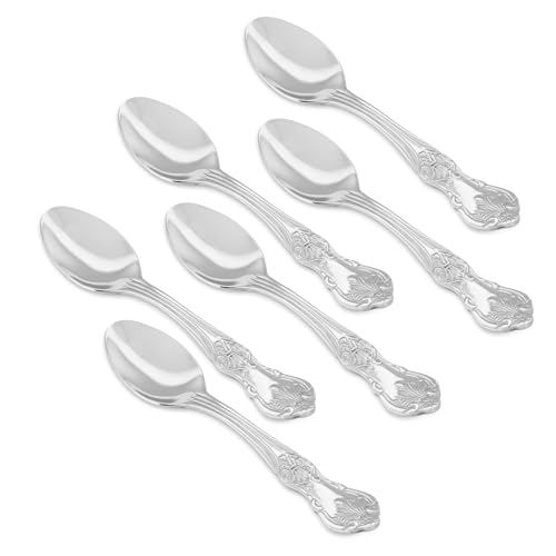 Image of Culinex 18 /8 Premium Stainless Steel 4.4 inch Tea Spoon Set of 6 for Tea, Coffee, Spices, Dessert - Fest | Small Spoons, Silver Rustproof Stylish Flatware By thinKitchen