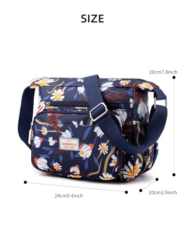 Floral Crossbody Bag for Women, Multi-Pocket Shoulder Purse Travel Handbags Messenger Bags3